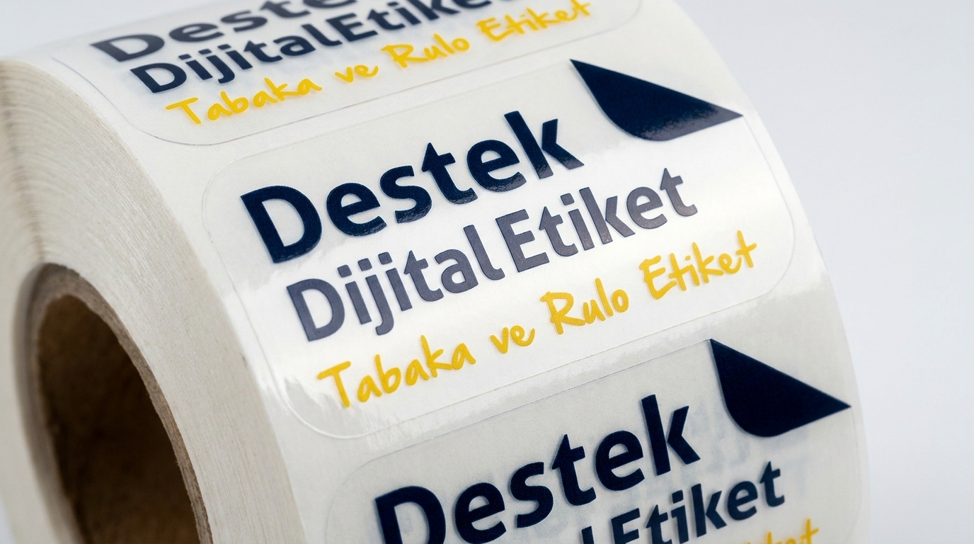 Şeffaf etiket yakın plan görünümü